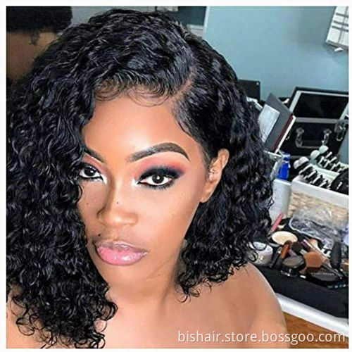 Brazilian bob wigs pre plucked 150 density Brazilian Curly Wave Short Lace Front Human Hair Wig Bob Afro Kinky Curly Frontal Wig